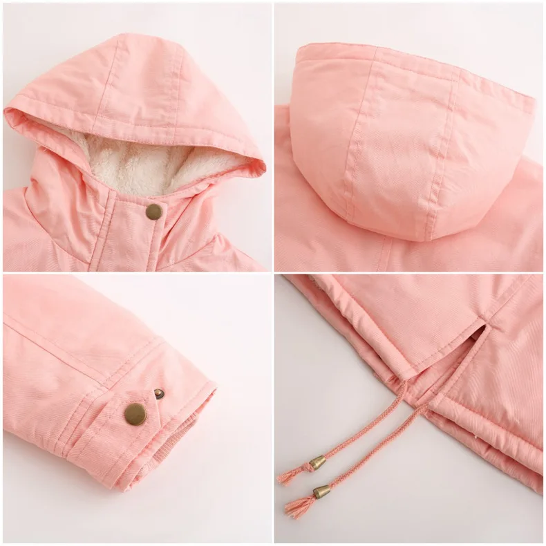 Womens Autumn Winter Warm Down Hooded Jacket Women Oversized Fleece Lined trench Coats Ladies Padded Jackets Thick Parkas