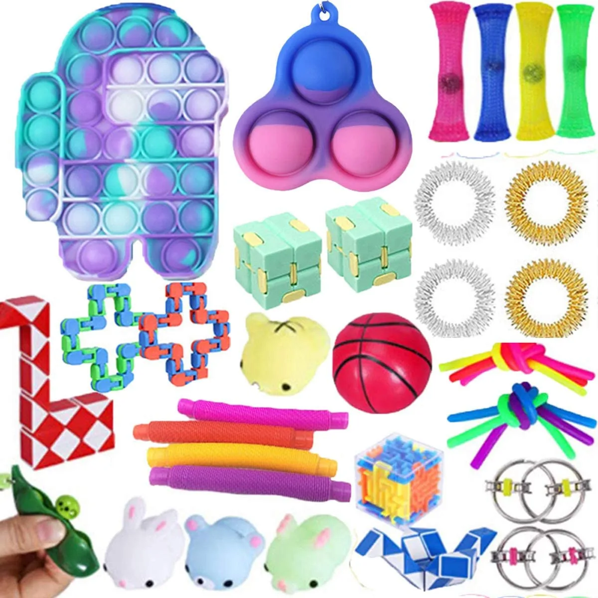 

33Pcs Fidget Toys Set Fidget Pack Cheap Sensory Relieves Stress Anxiety For Kid Children Adults Squeezed Stress simpl dimmer