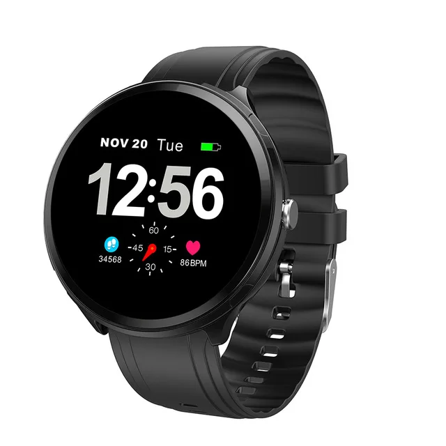 Black Silica gel. Makibes T4 Pro Men'S Smart Watch Waterproof Toughened Glass Smart Band Fashion Fitness Tracker Blood Oxygen 1.3 Inch Bracelet - Цвет: Black Silica gel.