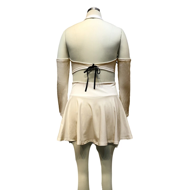 

2 piece sets womens outfits long sleeve zip up tops sexy backless and short dress sweet preppy skirt set wholesale dropshipping