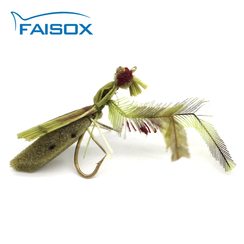 Faisox 4 шт. Кузнечик мух Реалистичная сухая муха рыболовные наживки приманки для
