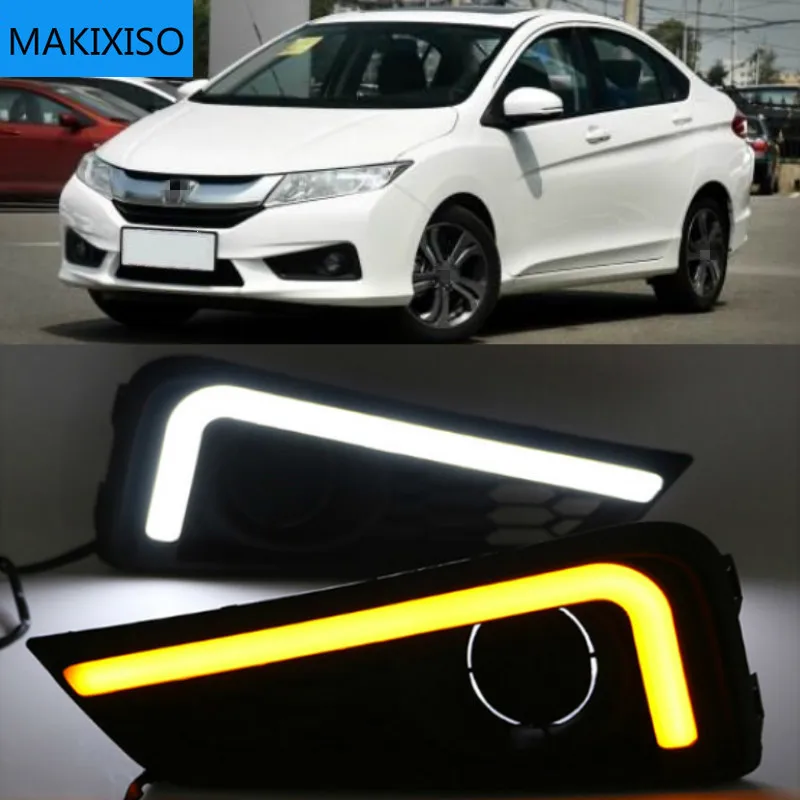 

Для Honda City 2015 2016 без ошибок дневные ходовые огни светильник светодиодный DRL Противотуманные фары дальнего света автомобиля для укладки волос