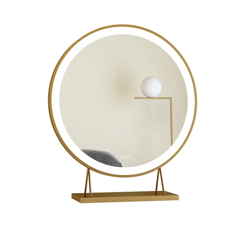 

Nordic Desktop LED Smart Makeup Mirror Can Be Wall-mounted Bedroom Net Red Fill Light Mirror Free Adjustment Of Brightness HD