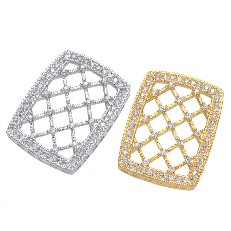 Juya Micro Pave Циркон полый цветок квадратный разъем Подвески Аксессуары для женщин Мода Жемчуг материал для изготовления ювелирных изделий