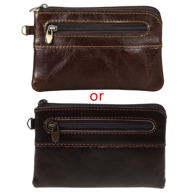 

Men's Women's Genuine Leather Coin Purse Zipper Wallet Card Holder Vintage Retro