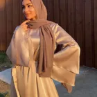 2022 женские мусульманские платья, мусульманская одежда, кафтан, однотонный халат, повседневное свободное платье с длинным рукавом, марокканская Абая, хиджаб, длинные платья LEE