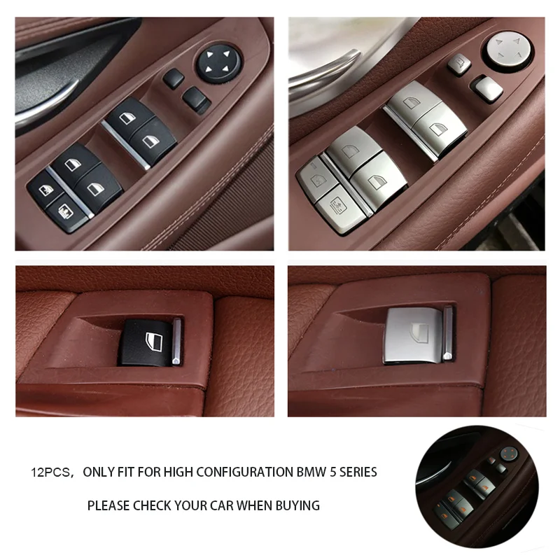 

Car Styling ABS Chrome Interior Door Window Switch lifter Buttons Covers Trim Stickers for BMW 5 series F10 F18 525 528