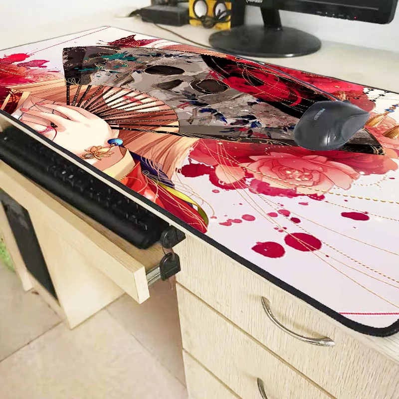 

MRGBEST Butterfly Flower Girl Anime Skul Large Gaming Gamer Mousepad Anti-slip Natural Rubber with Locking Edge Mouse Mat XL XXL