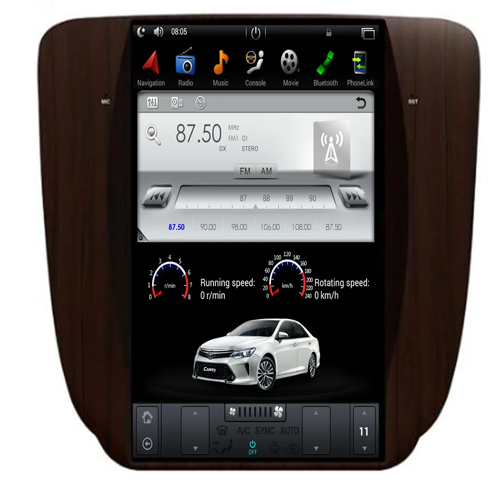 Автомобильный GPS навигатор в стиле Tesla на Android 9 для GMC Yukon 2007 2011/деревянное головное