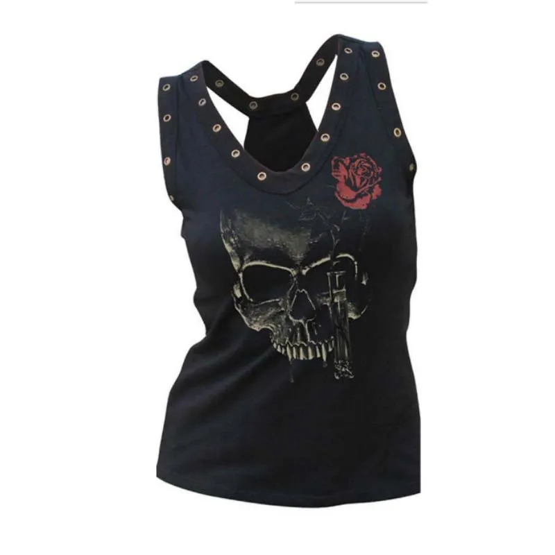2019 Летняя мода винтажная черная Роза женская футболка сексуальная рукав черепа