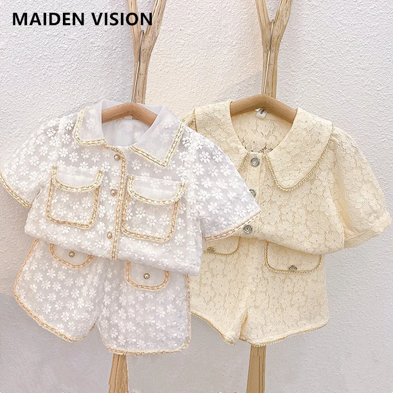 Новое поступление Модный комплект одежды для девочек Детский костюм кружевная