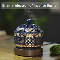 arabic electricity enamel ceramic incense burner with led light essential oil aroma burner with timing temperature control gift