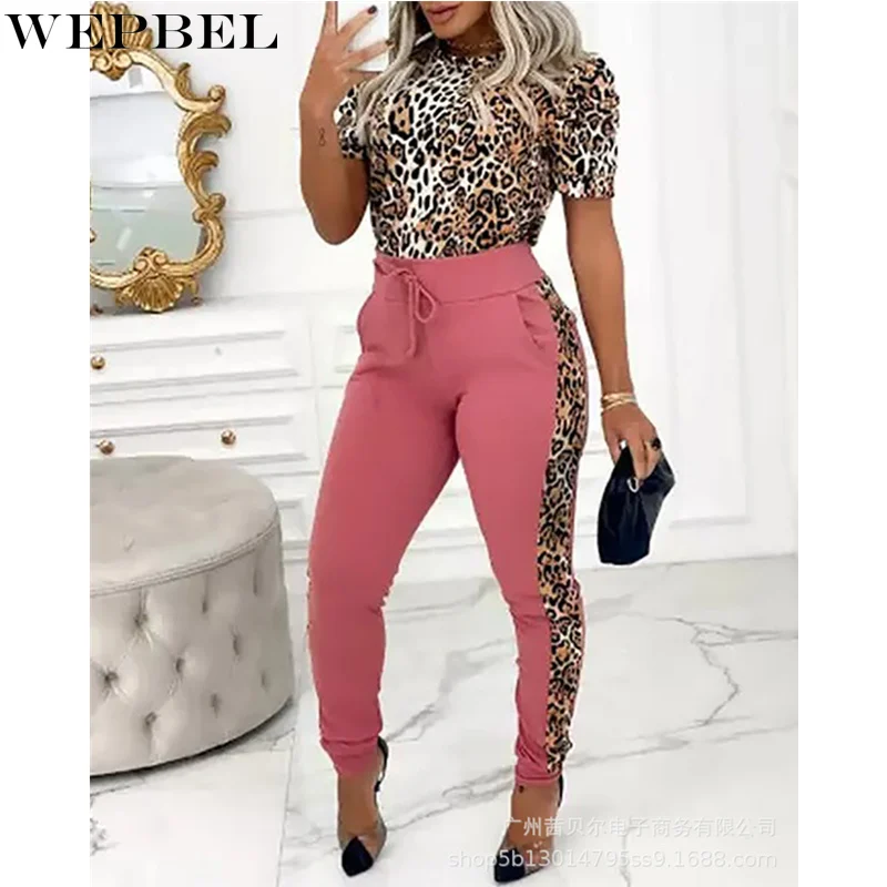 

Женский сексуальный леопардовый спортивный костюм Mandylandy в стиле пэчворк, комплект брюк, женская спортивная рубашка, топ + облегающие брюки ...