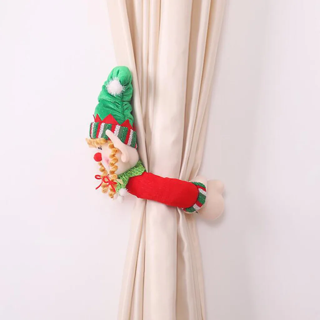 Christmas Ornament Knitted Wool Cartoons Elves Curtain Hold Door Button | Дом и сад