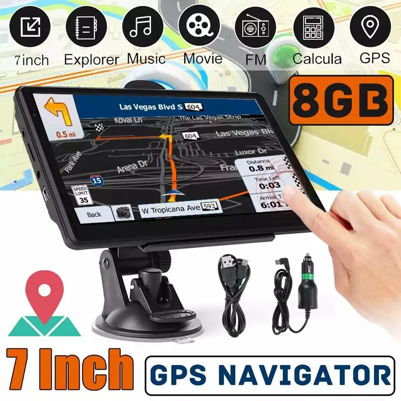 

Car GPS Navigation 7 Inch Press Screen GPS Navigator Truck Sat Nav 256M+8G 2021 GPS Navigators
