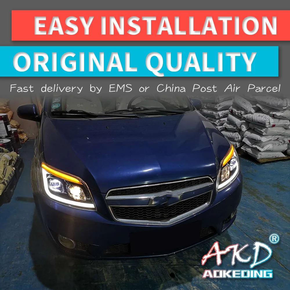 AKD tuning cars Headlight Chevy LOVA AVEO 2004-2018 Headlights LED DRL Running lights Bi-Xenon Beam Fog Low beam High | Автомобили и