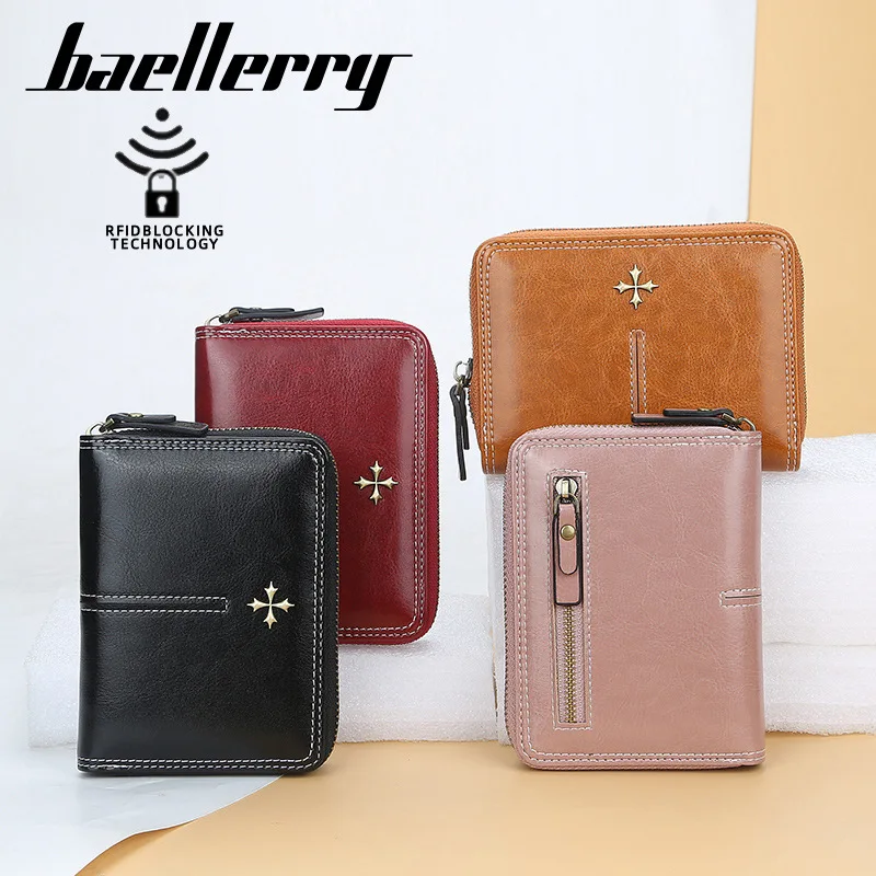 

Small Multi-cards Oil Wax Leather Wallet Women Luxury Designer Short Card Wallet Woman Anti Theft Credit Card Holder Coin Purse