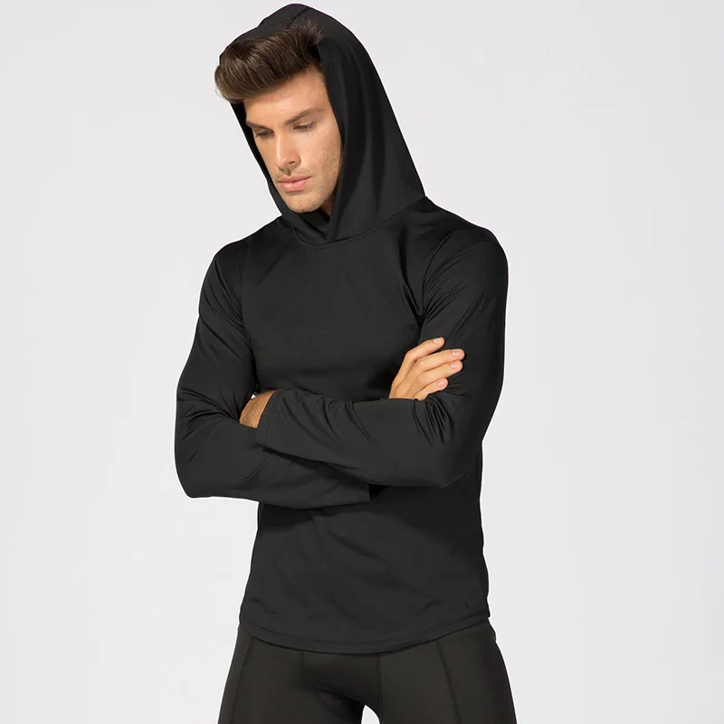 YEL Для мужчин куртки пуловер Фитнес спортивный костюм длинный рукав дышащий