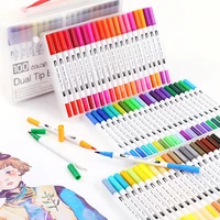 color double head watercolor pens fine brush tip colouring markers fineliner pen for lettering felt art drawing writeing manga