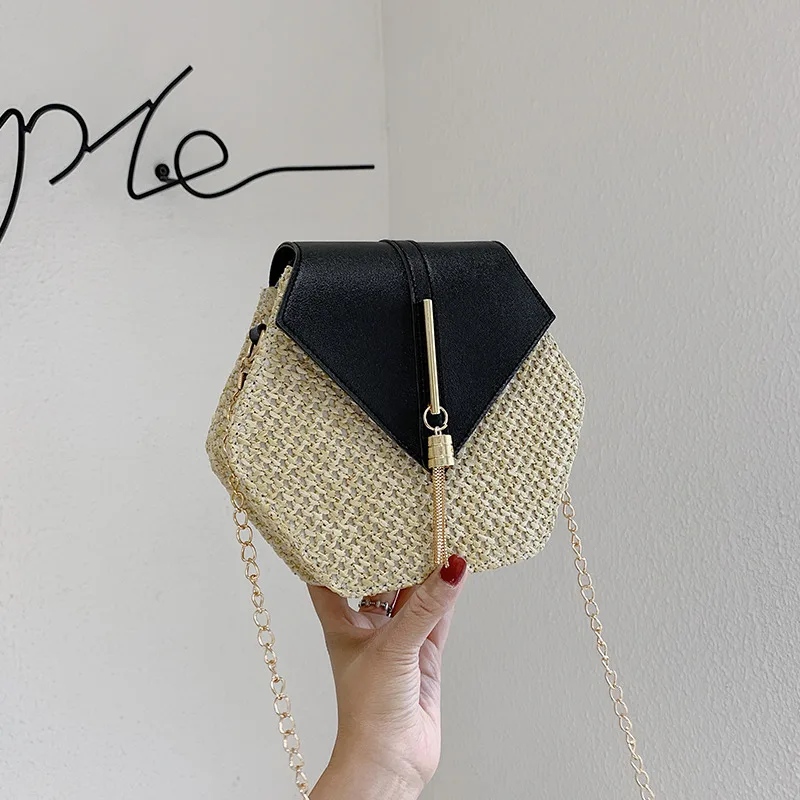 

2020 Mulit Style Straw+leather Handbag Women Summer Rattan Bag Handmade Woven Beach Circle Bohemia Shoulder Bag