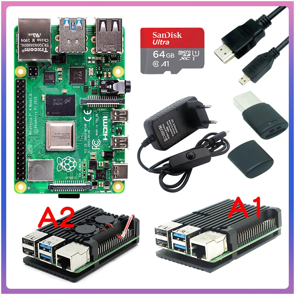 Original Raspberry Pi 4 2GB 4GB 8GB RAM +Aluminum Case 3A Power Supply Adapter +HDMI-compatible Cable for Model B | Компьютеры и офис