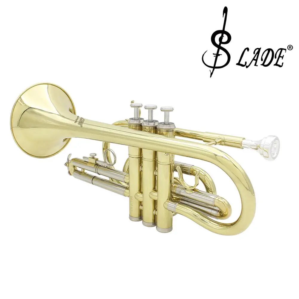 SLADE Профессиональный Золотой Bb cornet Silve ключ латунный инструмент с Чехол перчатки, Чистящая салфетка кисти