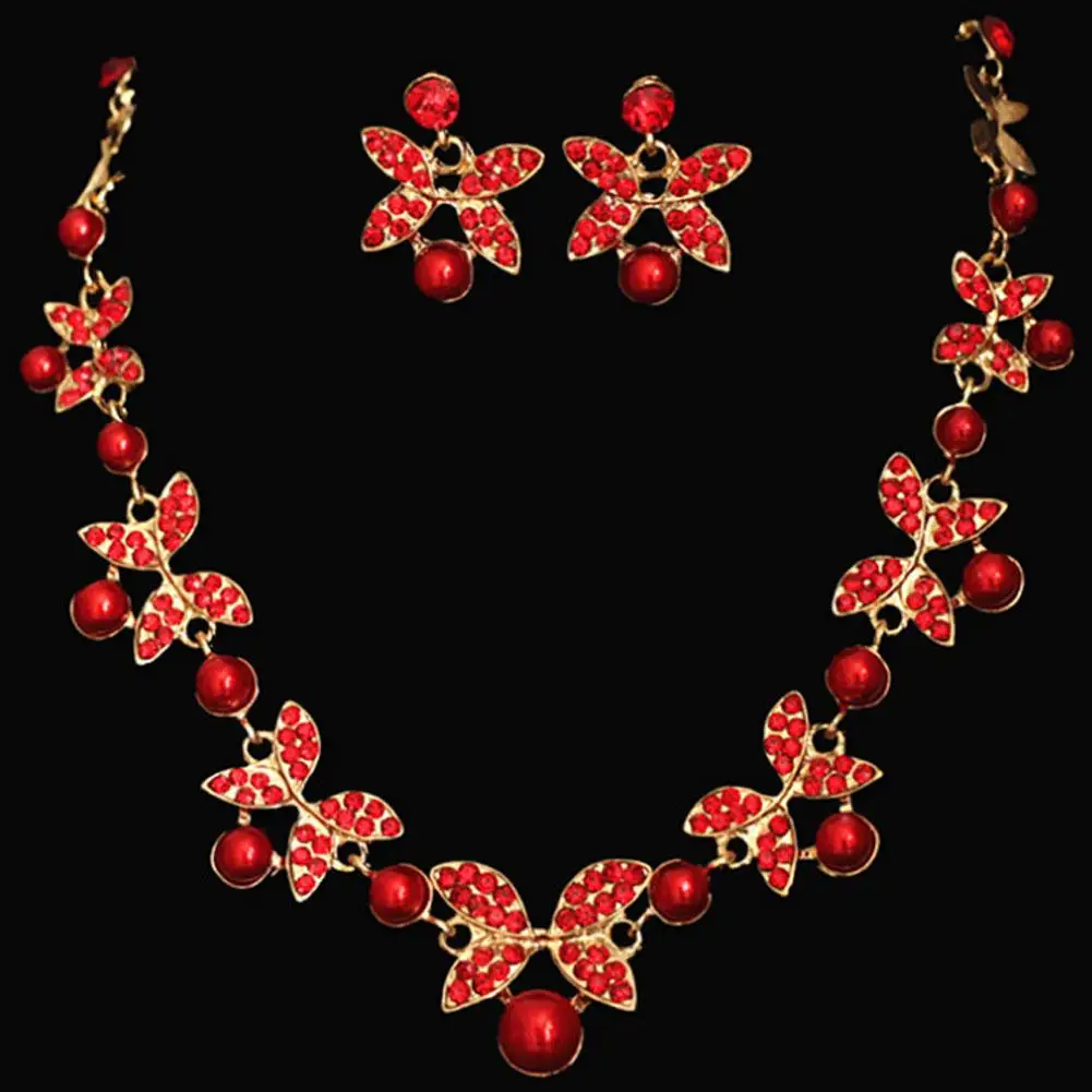 

Женский Искусственный жемчуг, стразы, цепочка, ожерелье, гвоздики, Свадебный комплект ювелирных изделий, роскошная Свадебная вечеринка, укр...