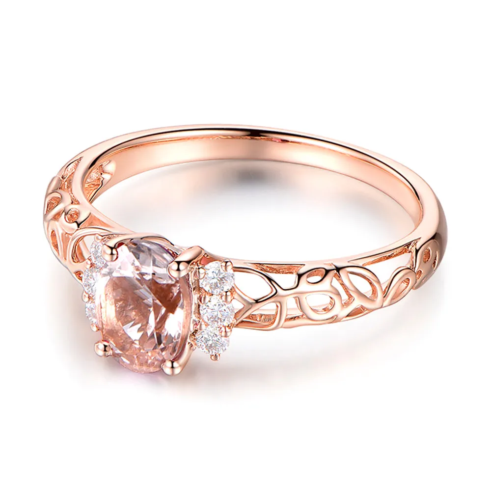 

Женское винтажное украшение, с кристаллами из циркона и бриллиантами, цвета розового золота кольца с драгоценными камнями пробы