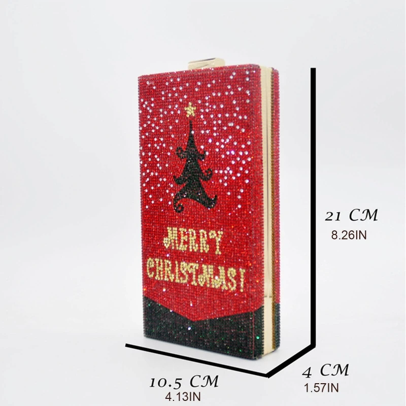

Merry Christmas Evening Party Handbag Rhinestone Clutch Purse Ladies Dinner Bag Wedding Prom