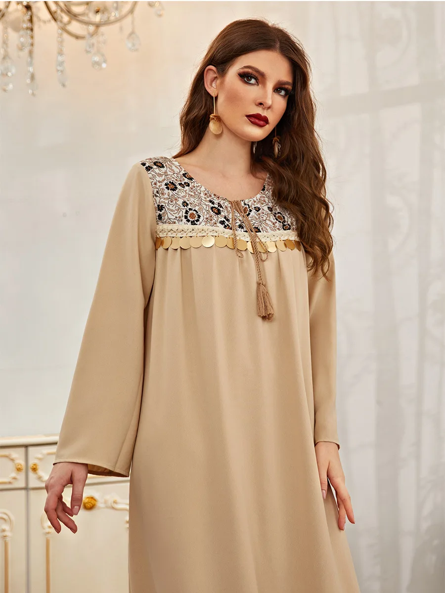Турция мусульманское длинное платье женское с цветочным принтом Jubah кафтан