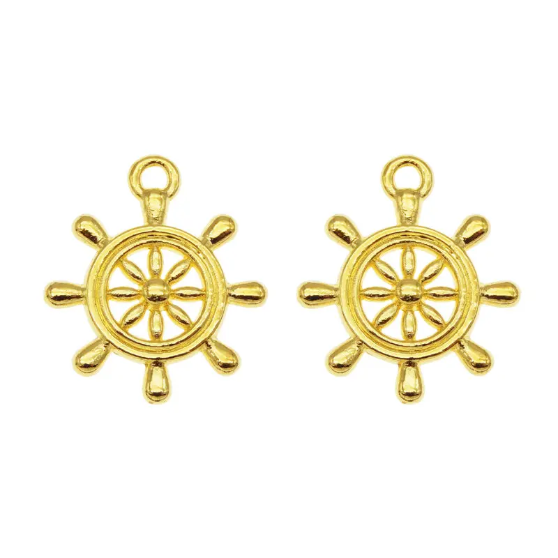 Джули Wang 20 шт. маленькие носки-башмачки с принтом Якорь Подвески золото Цвет