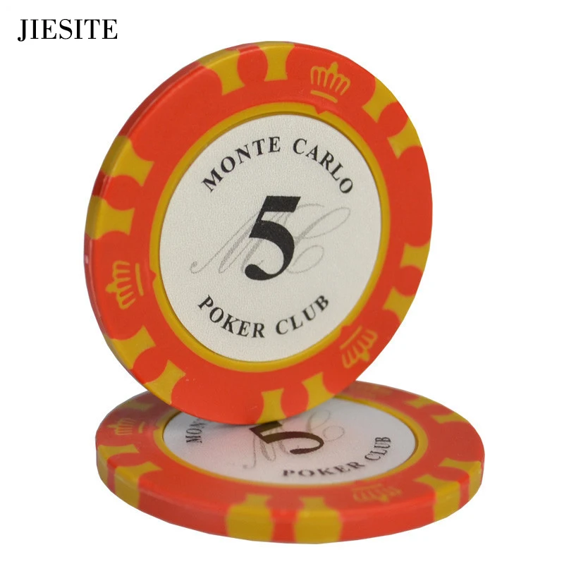 JIESITE 25 шт./компл. разные цвета, размеры: 14g казино Корона Монте Карло дизайн глины покер чип внутреннюю металлическую с отделкой Стикеры
