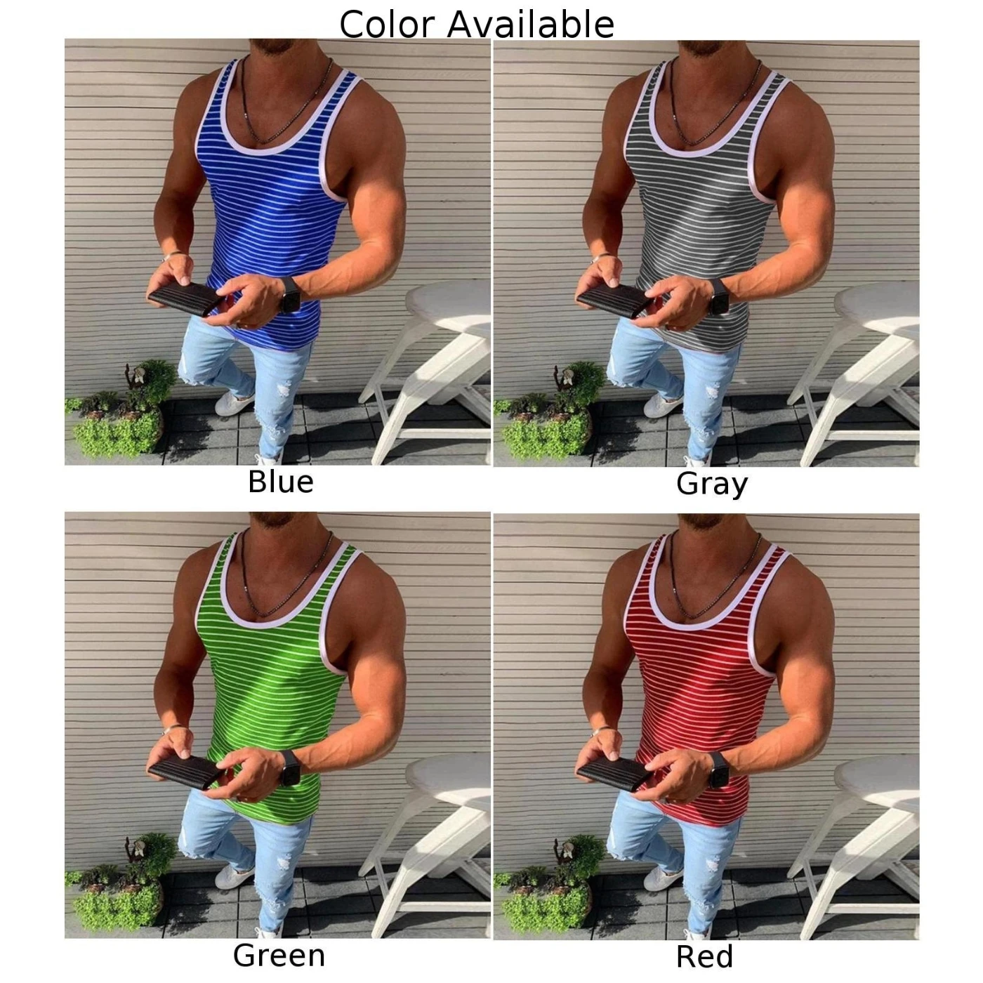 

Fashion Mens Stripe Gym Vest Tank Fit Bodybuilding Summer Sleeveless Shirts Gym Clothing Men Sports Casual Fitness Slim Tanks