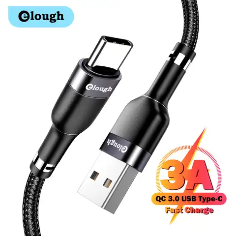 кабель type c Кабель elough USB Type C для Samsung S20 S21 Xiaomi POCO, провод для быстрой зарядки, шнур, стандартное зарядное устройство, кабель USB Type-C 3 м