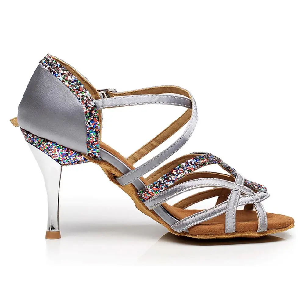 DSZSYIM/Женская обувь для латинских танцев Атласная/блестящая женская Обувь бальных