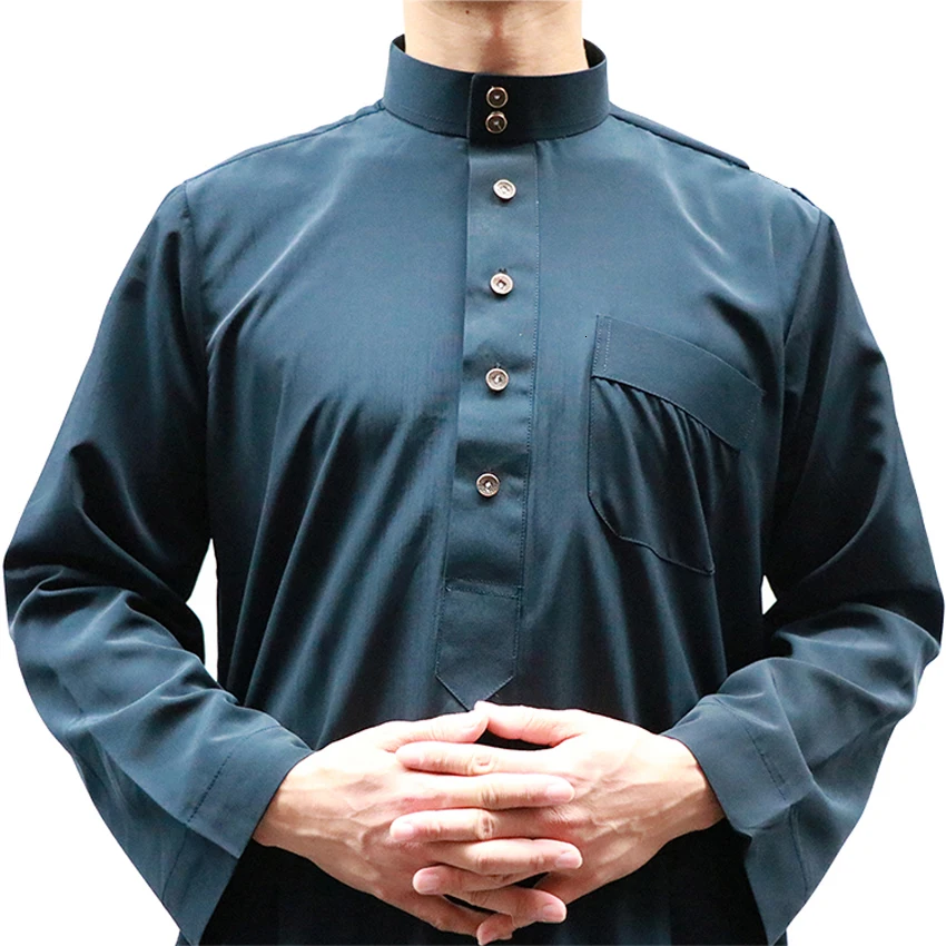 

Man Winter Thick Full Sleeve Jubba Thobe Muslim Tradional Costumes Long Solid Islamic Ramadan Arabic Kaftan Male Robe Bown