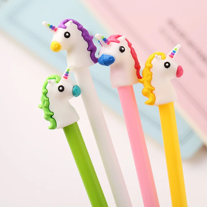 

20 pcs Cartoon Girl Style Unicorn Neutral Pen Cartoon Black Signature Pen Students Write Office Pen Examination