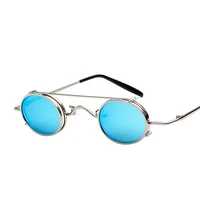 new women men retro vintage metal small round steampunk sunglasses punk clip on sun glasses male gift small oval eyewear uv400