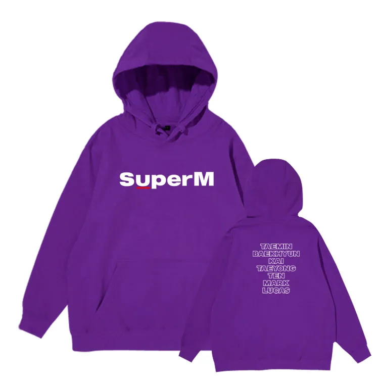 

Super m superm all member names printing pullover loose hoodies kpop unisex fleece/thin sweatshirt 3 colors