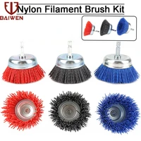 3 nylon filament grinding cup brush kit 30mm handle for drilling clean polished wood deburring and deburring