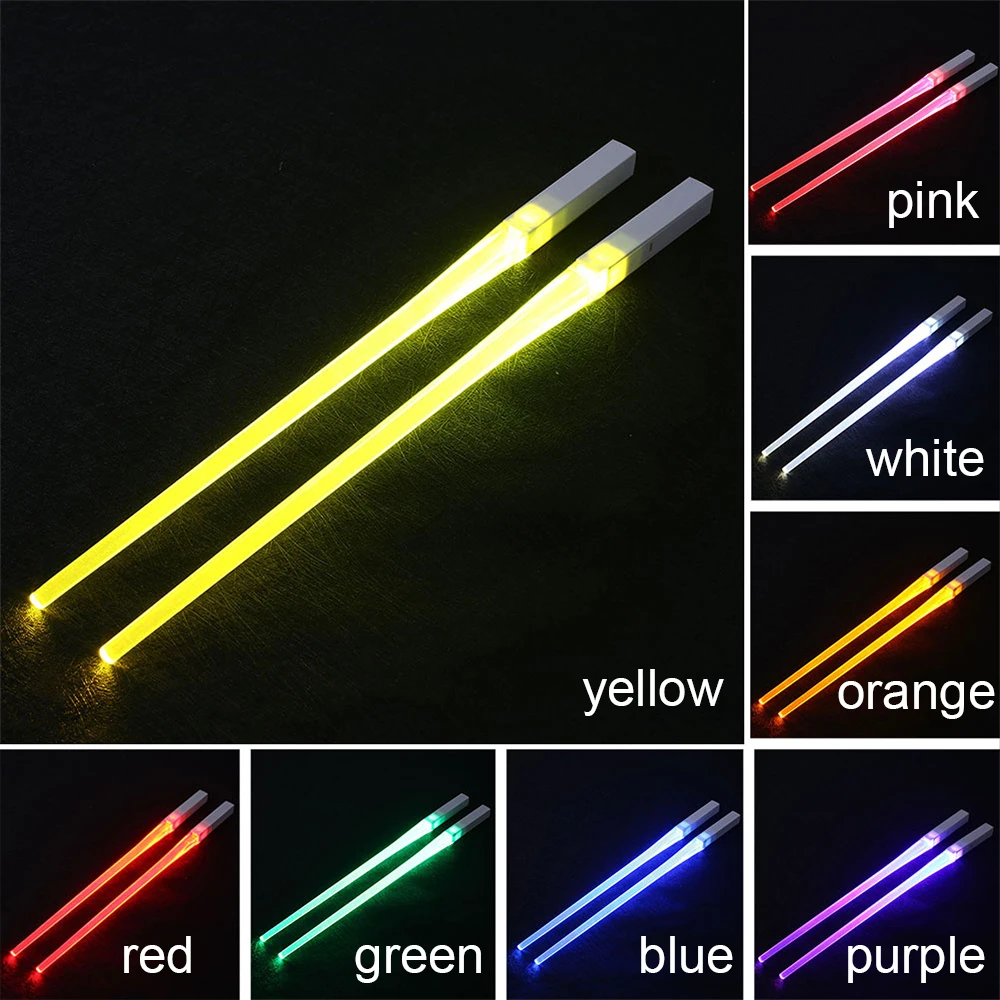 

2Pcs/Pair LED Luminous Chopsticks Light Up Chopsticks Led Durable Lightweight Kitchen Dinning Room Party Portable Safe Tableware