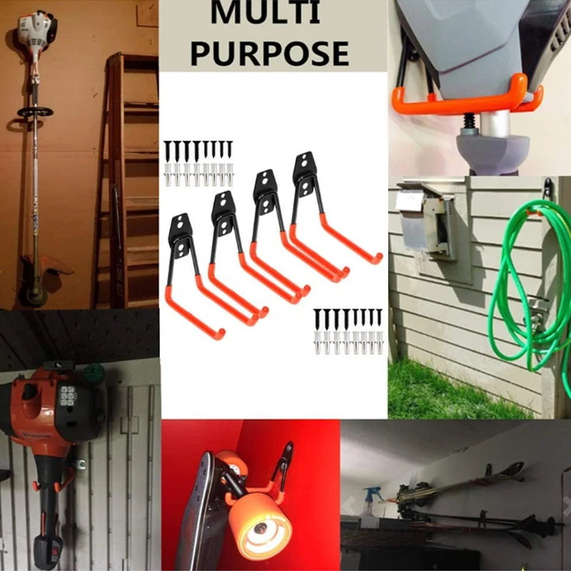 New Hook Garage Storage Tool Wall-Mounted Heavy-Duty U-Shaped Holder Double Organizer Non-Slip Coating Supplies | Дом и сад
