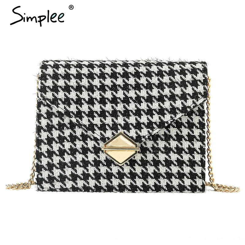 Simplee роскошная женская сумка на плечо элегантная клетчатая кожаная с карманом