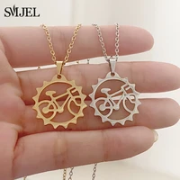 classic punk cute bike cycling bicycle charms stainless steel necklace fashion design jewelry for women men birthday gifts