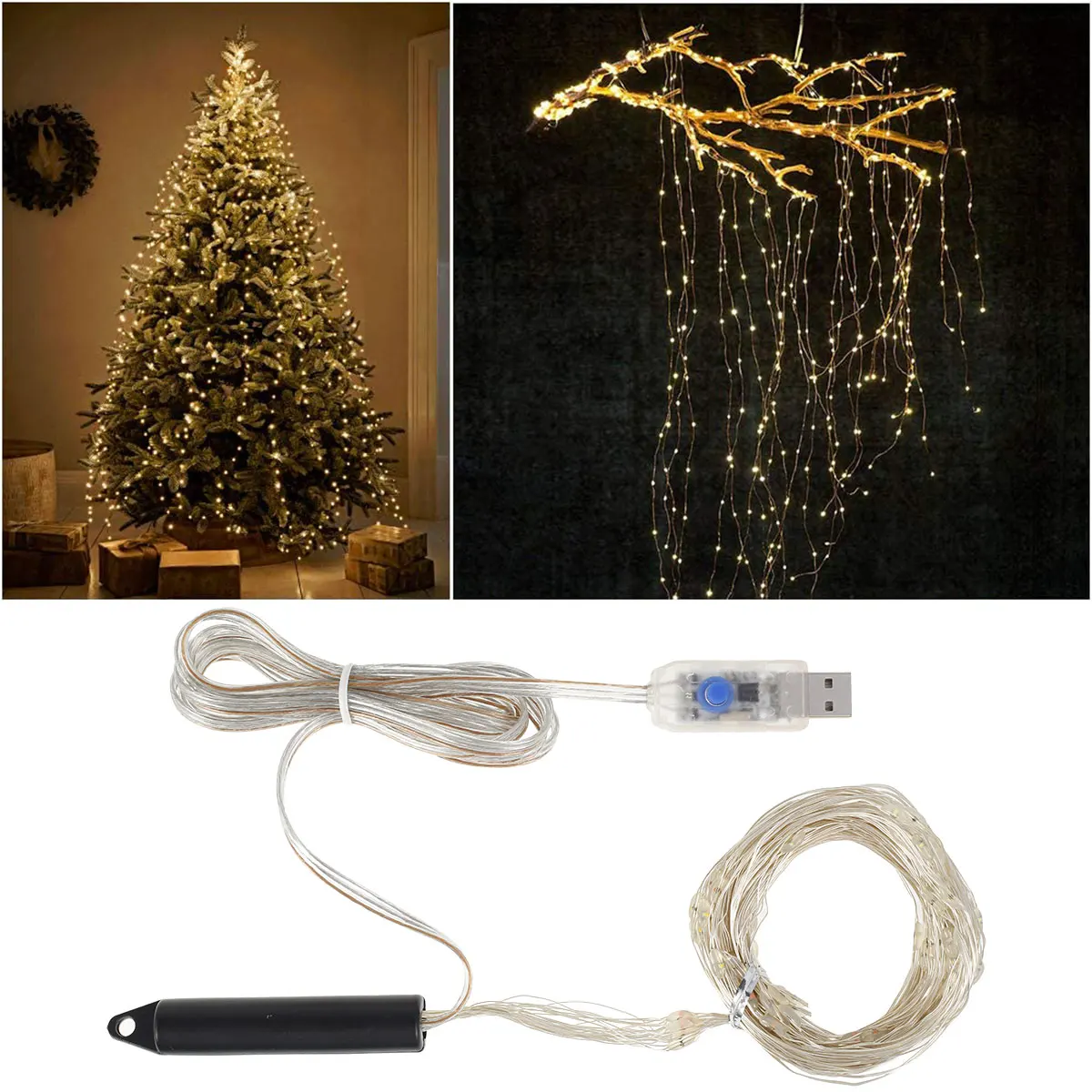 

Рождественская елка 1,6 м USB-гирлянда светодиодный ная сказочная гирлянда 8 режимов Мерцающая гирлянда Звездная гирлянда с дистанционным упр...