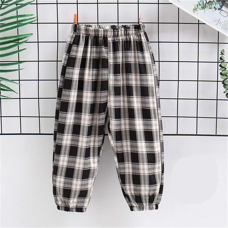 

Children's Pants 2021 Spring Summer Autumn Girls Boys Casual Plaid Pant Kids Trousers Suitable for Children Aged 2-8
