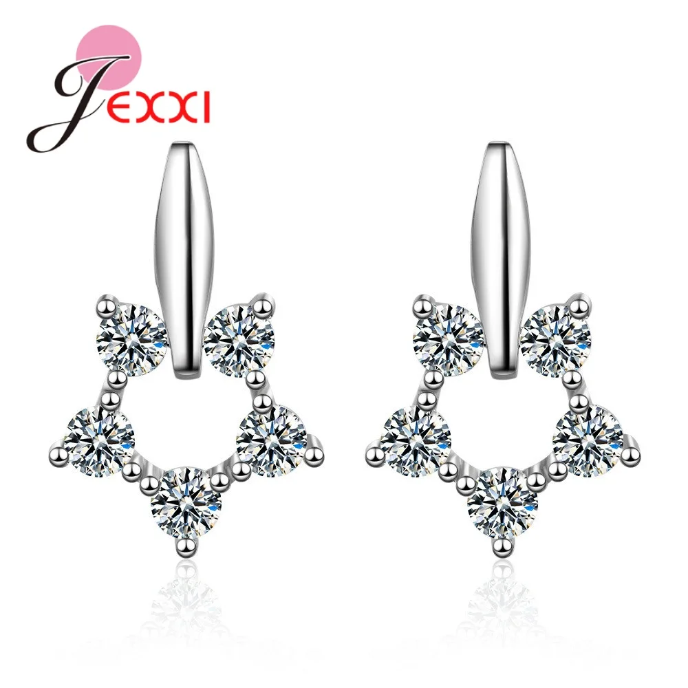

Luxury Europe Style Hollow Star Cubic Zirconia 925 Sterling Silver Drop Earrings For Women Fashion Creative Wedding Jewelry