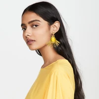 dvacaman fan shape tassel statement earrings 2022 spring fashion big drop earrings luxury crystal dangle earrings wholesale bulk