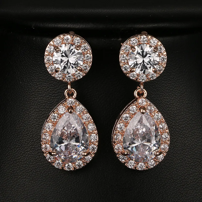 2018 модные роскошные серьги подвески в форме капли воды с фианитами висячие