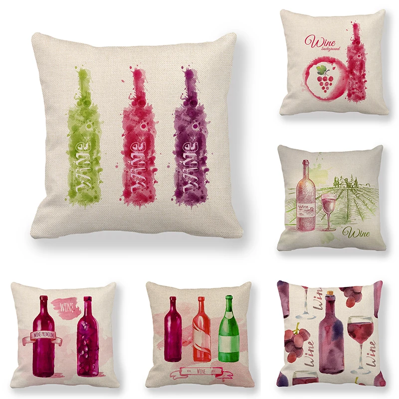 Винная бутылка красочные печатные льняные и хлопковые размером 45*45 см